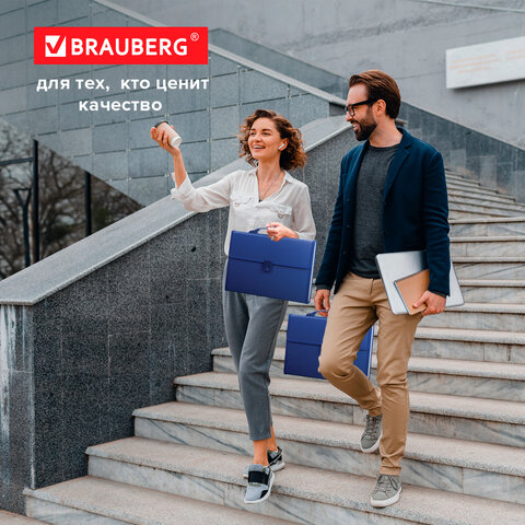 Папка-портфель пластиковая BRAUBERG А4 (332х245х35 мм), 13 отделений, синяя, 221379 - фото 9