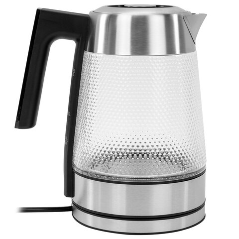 Чайник электрический с терморегулятором SONNEN KT-1809D, 1,8 л, 2200 Вт, 5 цветов подсветки, 5 температур, стекло текстура ромб, 455141 - фото 2