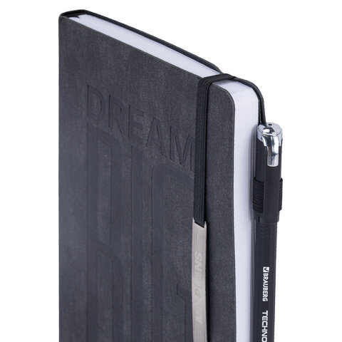 Ежедневник недатированный А5 138х213 мм BRAUBERG "BeStyle", под кожу, резинка, держатель, 160 л., графитовый, 116215 - фото 5