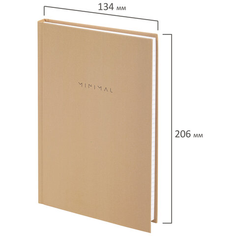 Блокнот А5 134х206 мм, 80 л., твёрдый, клетка, BRAUBERG "Minimal", бежевый, 116438 - фото 2