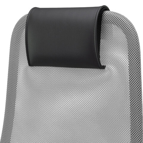 Кресло офисное МЕТТА "SU-B-8" хром, ткань-сетка, сиденье мягкое, светло-серое - фото 10