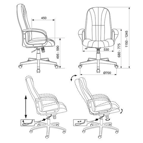 Кресло офисное T-898AXSN, ткань, серое, 1070383 - фото 8