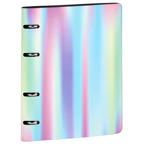 Тетрадь на кольцах А5 (180х220 мм), 80 листов, под кожу, клетка, тиснение фольгой, BRAUBERG VISTA, Gradient, 112131 - фото 4