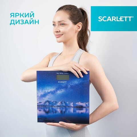 Весы напольные SCARLETT SC-BS33E022, электронные, вес до 180 кг, квадратные, стекло, звездное небо - фото 15