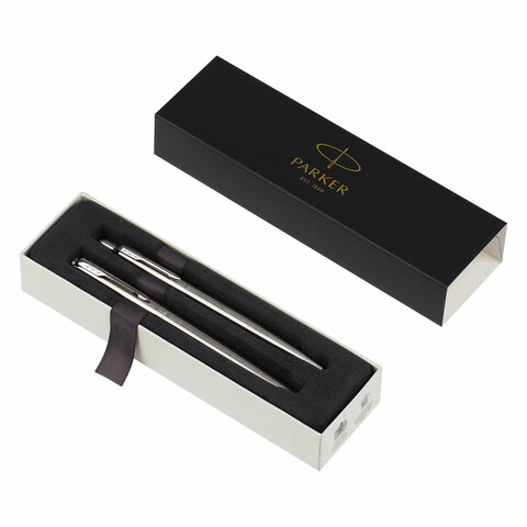 Набор PARKER "Jotter Stainless Steel GT": шариковая ручка синяя и перьевая ручка синяя, 2093258 - фото 5