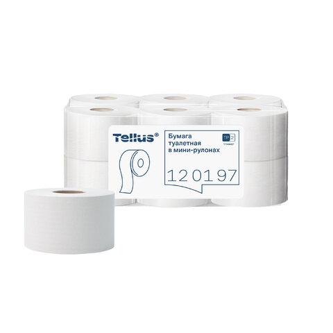 Бумага туалетная 200 метров, Tellus/TORK (Система T2) UNIVERSAL, 1-слойная, КОМПЛЕКТ 12 рулонов, 120197 - фото 1