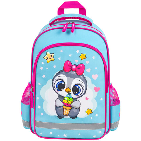 Рюкзак ПИФАГОР SCHOOL, 1 отделение, 3 кармана, "Smart penguin", 38x28х14 см, 271403 - фото 2