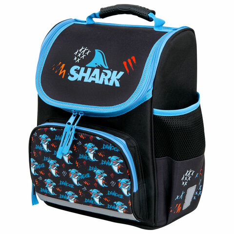 Ранец ПИФАГОР BASIC, 1 отделение, 3 кармана, эргономичная спинка, "Angry shark", 35х28х18 см, 272044 - фото 1