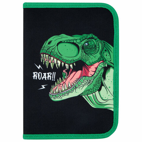 Пенал ПИФАГОР, 1 отделение, 2 откидные планки, полиэстер, 20х14 см, "Dino roar", 272290 - фото 2