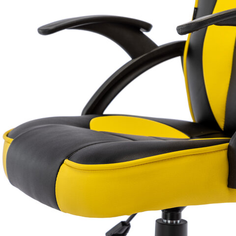 Кресло компьютерное BRABIX "Shark GM-203", экокожа, черное/желтое, 532514 - фото 11