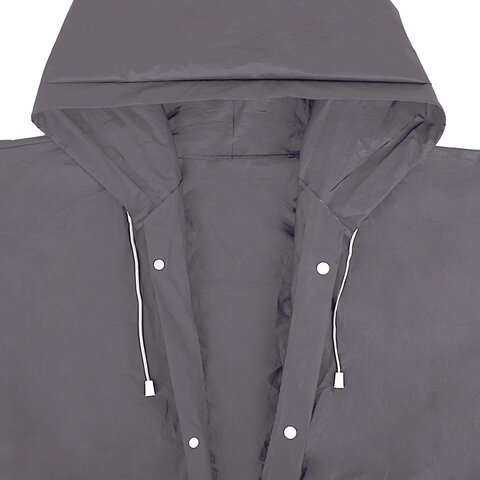 Дождевик плащ на кнопках, EVA, многоразовый прочный, чехол в комплекте, универсальный размер, серый, SHAMAANI (ШАМААНИ), 610936 - фото 5