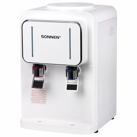 Кулер для воды SONNEN TSE-02W, настольный, НАГРЕВ/ОХЛАЖДЕНИЕ ЭЛЕКТРОННОЕ, 2 крана, белый, 456173 - фото 1