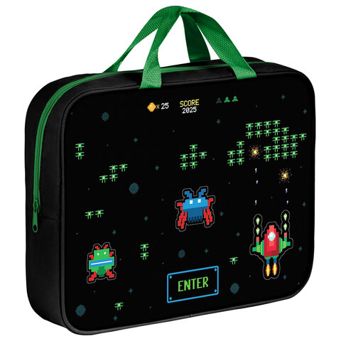 Папка на молнии с ручками BRAUBERG А4, 1 отделение, полиэстер, 80 мм, "Space strike", 273306 - фото 1