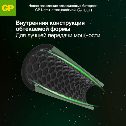 Батарейки КОМПЛЕКТ 2 шт., GP Ultra Plus G-Tech, AA (LR6), алкалиновые, пальчиковые, 15AUPA21-2CRSB2 - фото 7