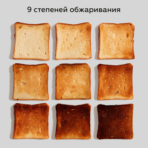 Тостер BQ (БИ-КЬЮ) T2002, 950 Вт, 2 тоста, 9 режимов, сенсорное управление, нержавеющая сталь, 86197754 - фото 5