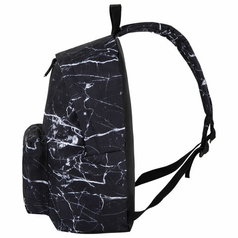 Рюкзак BRAUBERG СИТИ-ФОРМАТ универсальный, "Black marble", черный, 41х32х14 см, 270790 - фото 3