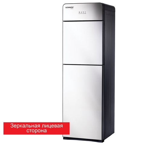 Кулер для воды SONNEN FSE-03G, напольный, нагрев/охлаждение электронное, НИЖНЯЯ ЗАГРУЗКА, 3 крана, зеркальный, 455753 - фото 1