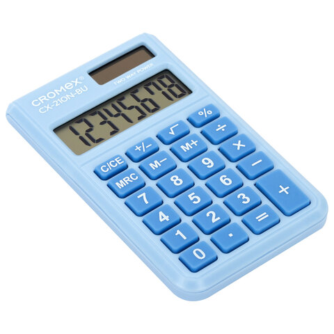 Калькулятор карманный CROMEX (КРОМЕКС) CX-210N-BU (96х62 мм), 8 разрядов, двойное питание, голубой, 273835 - фото 4