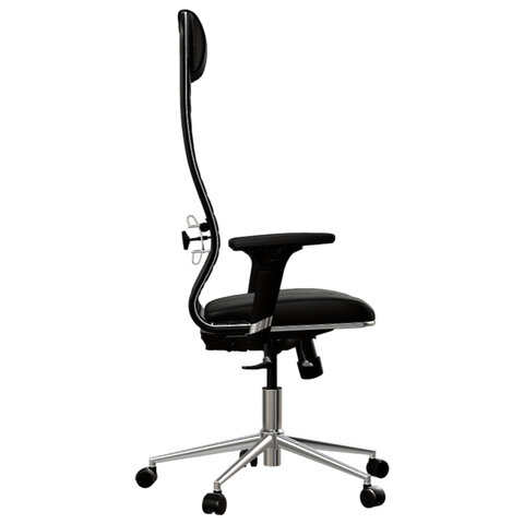 Кресло МЕТТА "ErgoLife" 10 B1-117D, хром, синхромеханизм, 2D-подлокотники, экокожа, черное - фото 5