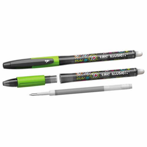 Ручка стираемая гелевая с грипом BIC "Gelocity Illusion", ЧЕРНАЯ, корпус черный, линия 0,3 мм, 516523 - фото 5