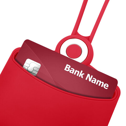 Бейдж горизонтальный для пропуска и ID-карт, СИЛИКОНОВЫЙ, 54х85 мм, шнурок 42 см, красный BRAUBERG, 238907 - фото 6