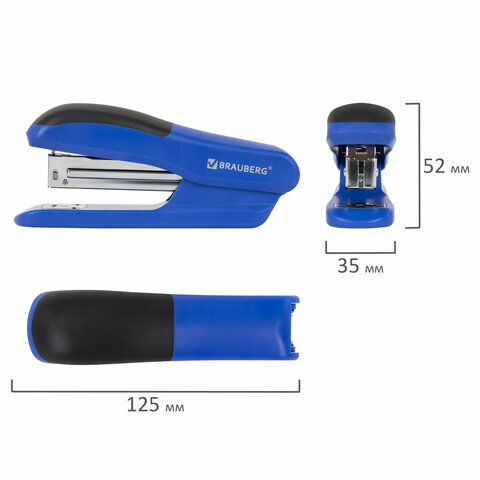 Степлер №24/6, 26/6 BRAUBERG "SX-39", до 25 листов, синий, 228591 - фото 3