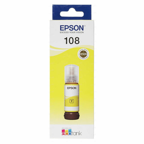 Чернила EPSON 108 (C13T09C44A) для СНПЧ EPSON L8050 /L8100 /L18050, желтые, ОРИГИНАЛЬНЫЕ - фото 1