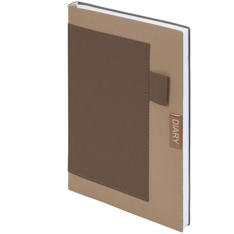 Ежедневник в наборе с ручкой А5, 144x210 мм, BRAUBERG "Style" под кожу, 160 листов, бежевый, 116861 - фото 2