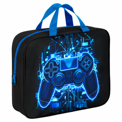 Папка на молнии с ручками BRAUBERG KIDS А4, 1 отделение, полиэстер, 80 мм, "Digital gamepad", 273316 - фото 1