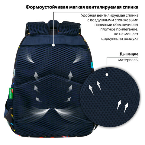 Рюкзак BRAUBERG KIDS SET, с пеналом в комплекте, 2 отделения, "Space infinity", 37x28x16 см, 272099 - фото 12