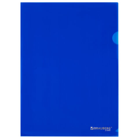 Папка-уголок прозрачная А4 BRAUBERG UNIVERSAL, синяя, 0,10 мм, со штрихкодом, 273045 - фото 2
