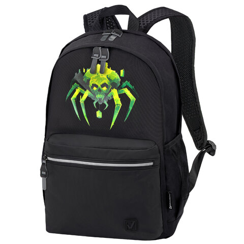 Рюкзак BRAUBERG FASHION CITY универсальный, 2 отделения, Green Spider, черный, 46х31х15 см, 273839 - фото 1