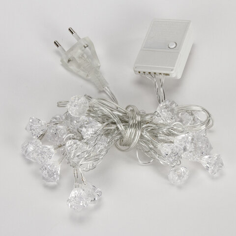 Электрогирлянда-нить комнатная "Бриллианты" 3 м, 30 LED, мультицветная, 220 V, ЗОЛОТАЯ СКАЗКА, 591269 - фото 3