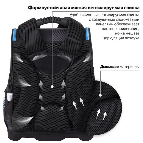 Ранец ЮНЛАНДИЯ WISE, 1 отделение, 3 кармана, устойчивое дно, "Sport game", 37x29х15 см, 272072 - фото 9