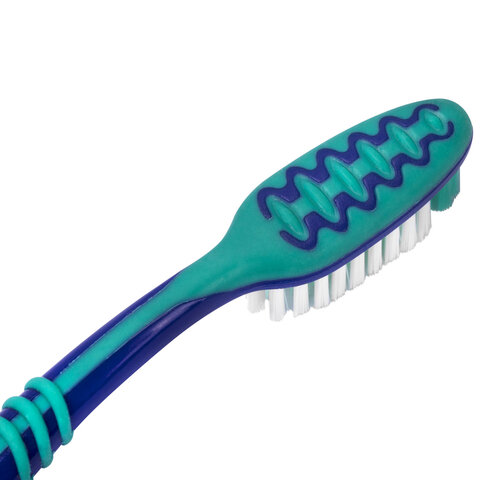 Зубная щетка средней жесткости, с чисткой языка, гибкая, КОМПЛЕКТ 2 шт., LAIMA DENT, 609322 - фото 6