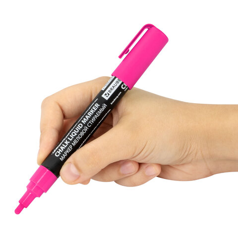 Маркер меловой CHALK LIQUID MARKER, РОЗОВЫЙ, 3 мм, стираемый, BRAUBERG "CHALK", 152586 - фото 10