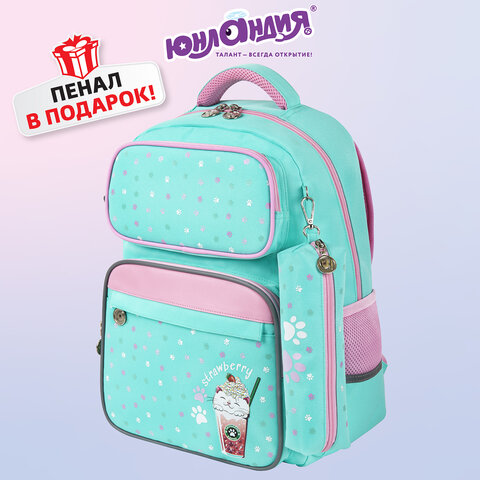 Рюкзак ЮНЛАНДИЯ COMPLETE с пеналом в комплекте, эрго-спинка, "Yummy cat", 42х29х14 см, 270663 - фото 19