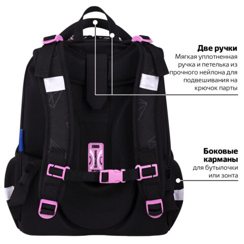 Ранец BRAUBERG LUMINOUS, 2 отделения, с брелоком, "Diamonds", СВЕТЯЩИЙСЯ РИСУНОК, 38х29х16 см, 272070 - фото 21