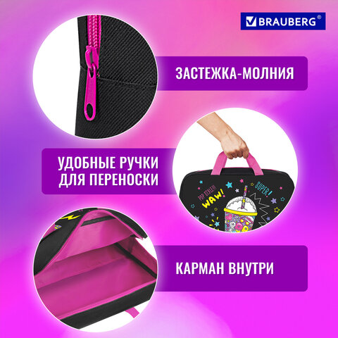 Папка на молнии с ручками BRAUBERG А4, 1 отделение, полиэстер, 80 мм, "Pop style", 271480 - фото 11