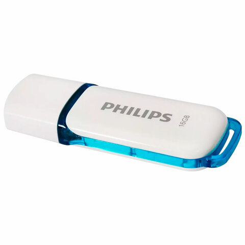 Флеш-диск 16 GB PHILIPS SNOW, разъем USB 2.0, синий, FM16FD70B/97 - фото 1