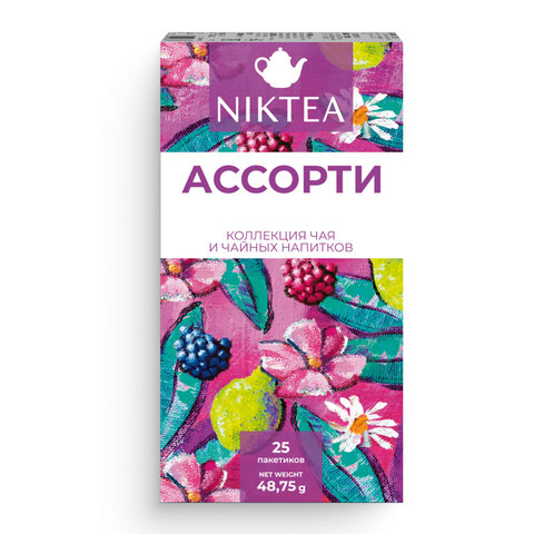 Чай NIKTEA "Ассорти", 5 вкусов, 25 пакетиков в конвертах, TALTHA-DP0062 - фото 1