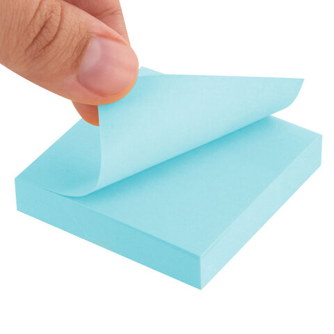 Блок самоклеящийся (стикеры) STAFF STANDARD, ПАСТЕЛЬНЫЙ 51х51 мм, голубой, 100 листов, 116578 - фото 4