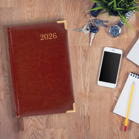 Ежедневник датированный 2026, А5, 138x213 мм, BRAUBERG "Senator", под кожу, коричневый, 117090 - фото 5