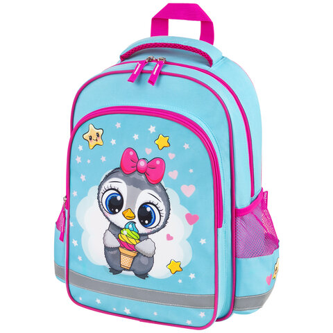 Рюкзак ПИФАГОР SCHOOL, 1 отделение, 3 кармана, "Smart penguin", 38x28х14 см, 271403 - фото 1