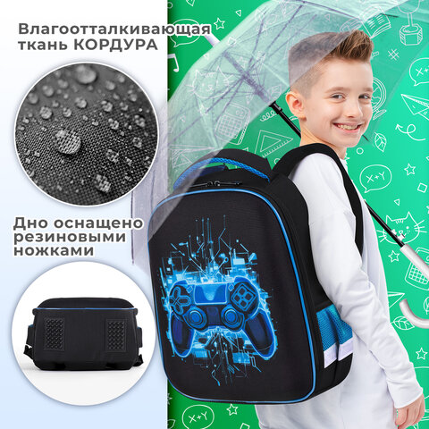 Ранец BRAUBERG KIDS START, 1 отделение, 2 кармана, Digital gamepad, 3D-панель, 35х26х13 см, 273152 - фото 14