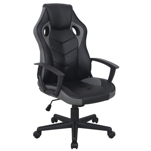 Кресло компьютерное BRABIX "Fighter GM-008", экокожа, черное/серое, 532507 - фото 1