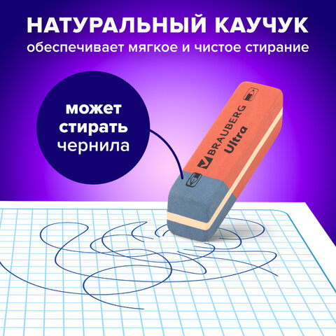 Ластики BRAUBERG "Ultra Mix" 9 шт., размер ластика 41х14х8 мм/29х18х8 мм, натуральный каучук, 229604 - фото 12