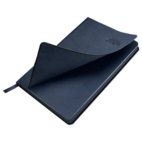 Ежедневник датированный 2026 А5 138x213 мм, BRAUBERG "Stylish", под кожу, гибкий, темно-синий, 117096 - фото 4