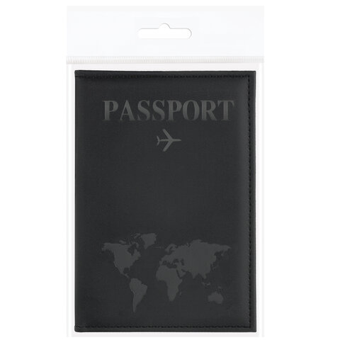 Обложка для паспорта "Passport map", экокожа soft-touch, черная, STAFF, 238760 - фото 7