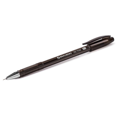 Ручка гелевая BRAUBERG "Gel Tone", ЧЕРНАЯ, корпус тонированный, игольчатый узел 0,5 мм, линия письма 0,35 мм, 141517 - фото 4